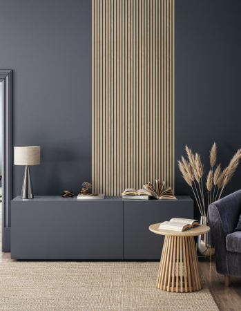 Panou riflat MDF, Light Oak, fonoabsorbant, 270x28cm, Lamelio [3]