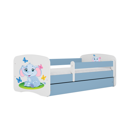 Pat copii cu desen elefant Babydream 140/160/180 cm, MDF diverse culori, sertar si saltea [0]