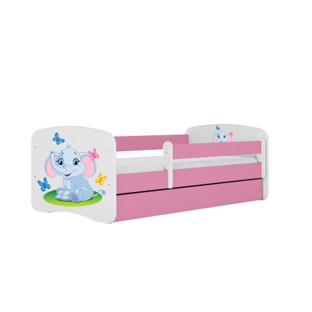 Pat copii cu desen elefant Babydream 140/160/180 cm, MDF diverse culori, sertar si saltea [0]
