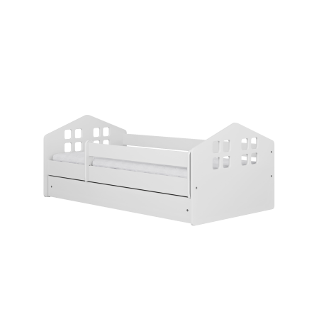 Paturi si canapele pentru copii - Pat copii in forma casuta Kacper cu sertar 140/160/180 cm, MDF alb