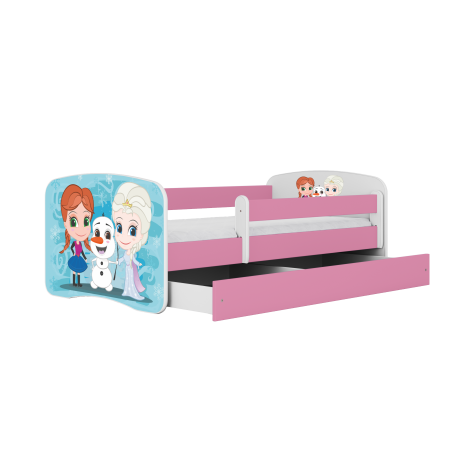 Pat copii MDF cu desen Frozen Babydream 140/160/180 cm, diverse culori, sertar si saltea [1]