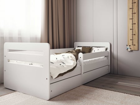 Pat copii Tomi 140/160/180x90 cm cu sertar si slatea, MDF diverse culori [3]