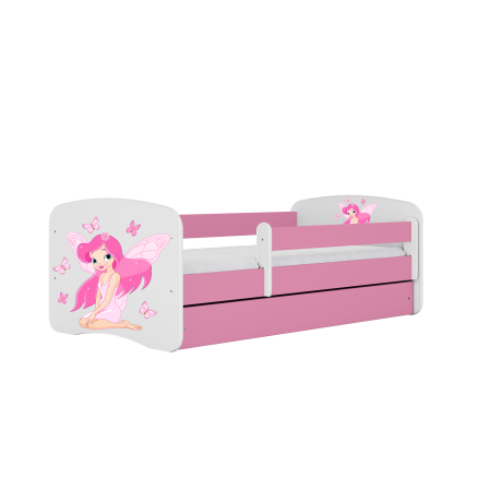 Pat fetite cu desen zana II Babydream 140/160/180 cm, MDF diverse culori, sertar si saltea [0]
