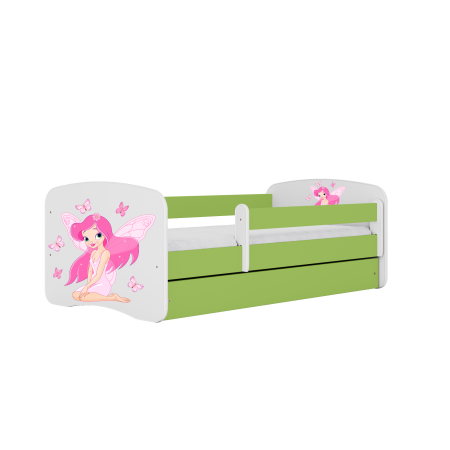 Pat fetite cu desen zana II Babydream 140/160/180 cm, MDF diverse culori, sertar si saltea [0]