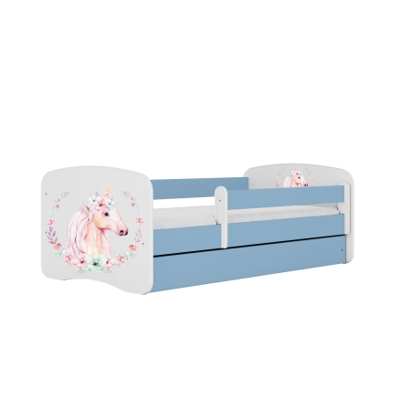 Pat fetite MDF cu desen unicorn Babydream, 140/160/180 cm diverse culori , sertar si saltea [0]
