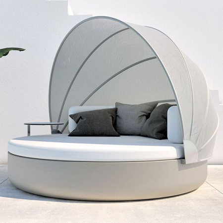 Pat sezlong rotund pentru piscina/gradina Ulm Ø180 cm cu spƒÉtar inalt si copertina retractabila, iluminare LED optionala, 54190 - Vondom [2]