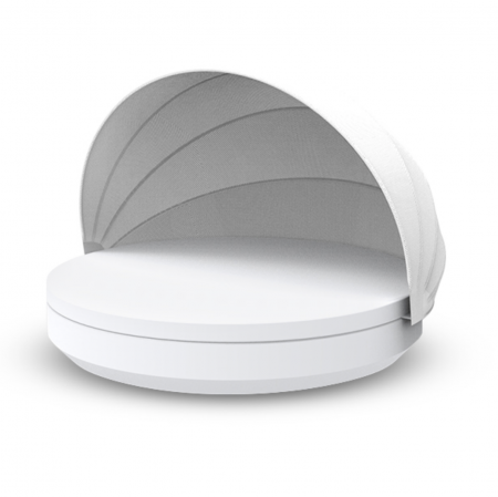Baldachine & paturi pentru gradina/piscina - Pat sezlong rotund pentru piscina/gradina Vela Round Basic Ø210 cm cu copertina retractabila si iluminare LED optionala, 54187 - Vondom