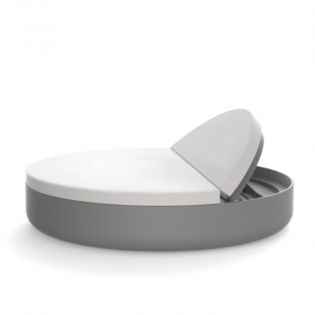 Baldachine & paturi pentru gradina/piscina - Pat sezlong rotund premium Ulm Ø180 cm cu spatar rabatabil si iluminare LED, 54181 - Vondom