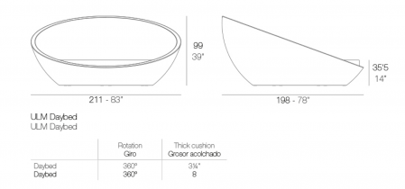 Pat sezlong rotund tapitat pentru gradina/piscina Ulm 211x198 cm, iluminare LED, design modern premium, 54139 - Vondom [4]
