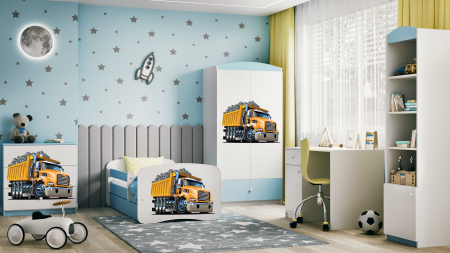 Patut baieti cu desen camion Babydream 140/160/180 cm, MDF diverse culori [3]