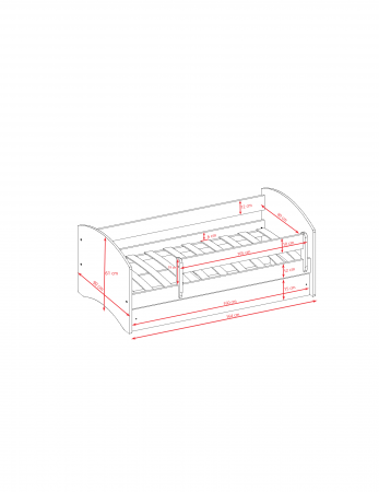 Patut baieti cu desen camion Babydream 140/160/180 cm, MDF diverse culori [5]