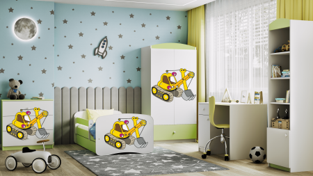 Patut baieti cu desen excavator Babydream 140/160/180 cm, MDF diverse culori [4]