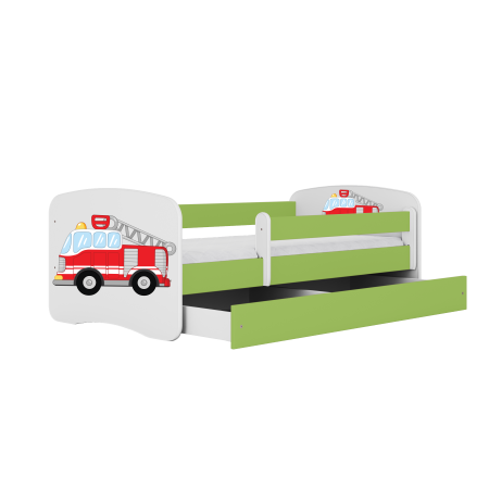 Patut baieti cu desen masina pompieri Babydream 140/160/180 cm, MDF diverse culori [0]