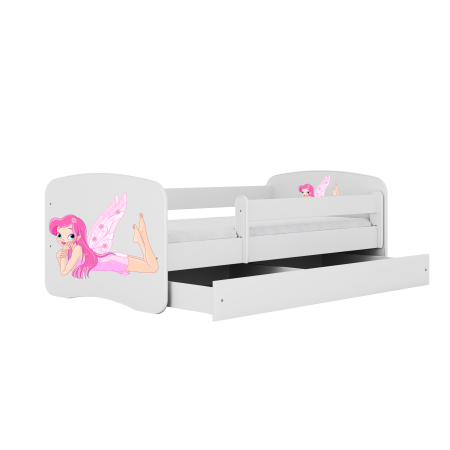 Patut fetite cu desen zana Babydream MDF 140/160/180 cm, sertar si saltea [0]