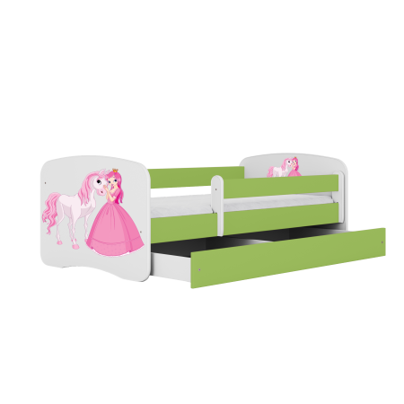 Patut fetite cu desen zana si unicorn Babydream 140/160/180 cm, MDF diverse culori, sertar [0]