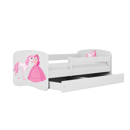 Patut fetite cu desen zana si unicorn Babydream 140/160/180 cm, MDF diverse culori, sertar [0]