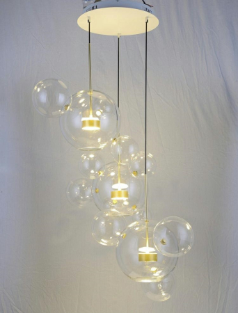 Pendul Capri Disc 3 80x80x273 cm, Sticlă și Aluminiu Anodizat Auriu - Moosee [3]