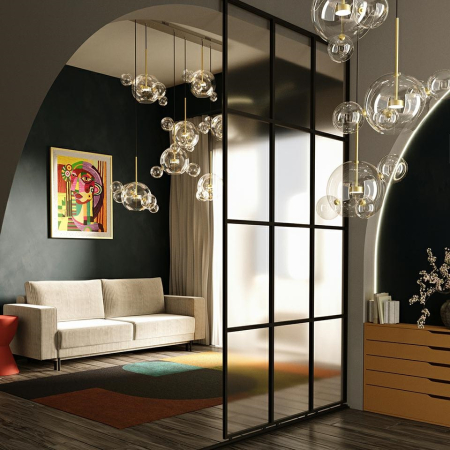 Pendul Capri Disc 3 80x80x273 cm, Sticlă și Aluminiu Anodizat Auriu - Moosee [1]