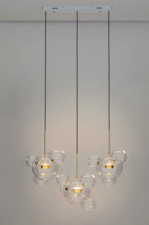 Pendul Capri Line 3 120x60x273 cm, Abajururi din Sticlă și Aluminiu Anodizat Auriu - Moosee [5]