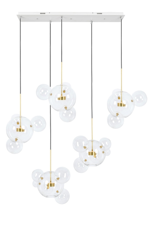 Produse - Pendul Capri Line 5 163,5x72x99 cm, Abajururi din Sticlă și Aluminiu Anodizat Auriu - Moosee