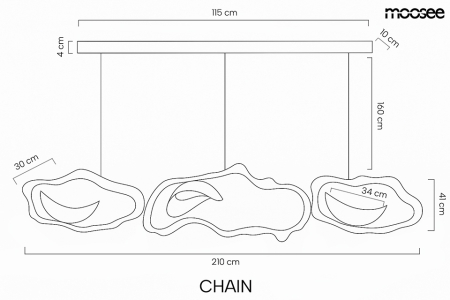 Pendul Chain 210x30x205 cm, Oțel Auriu Lucios - Moosee [5]