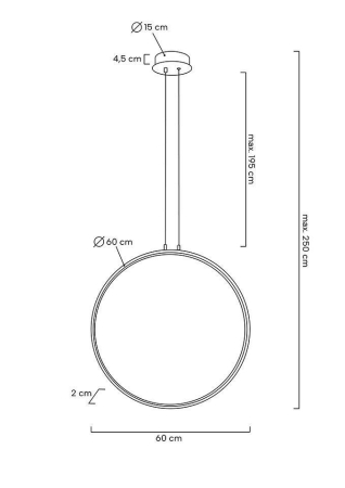 Pendul Circulo 60x15x250 cm, Metal și Aluminiu Negru - Moosee [6]