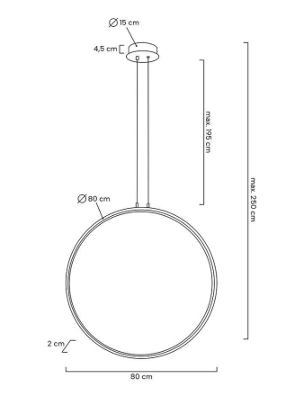 Pendul Circulo 80x15x250 cm, Metal și Aluminiu Negru - Moosee [6]