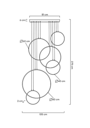 Pendul Circulo Six 105x8x275 cm, Metal și Aluminiu Negru - Moosee [9]