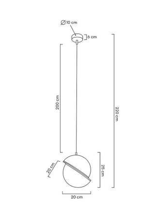 Pendul Globe 20x20x220 cm, Metal și Acril Auriu Periat Metal - Moosee [10]