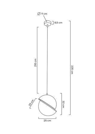 Pendul Globe 25x25x235 cm, Metal Auriu Periat - Moosee [10]