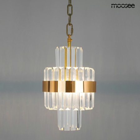Pendul Impero 19x19x143 cm, Cristal Transparent și Oțel Auriu - Moosee [1]