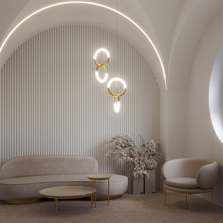 Pendul LED Node MOD165PL-L18G3K, 18W, 1200lm, lumina calda, IP20, auriu+alb, Maytoni [1]