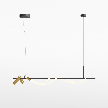 Lustre - Lustra LED Tau MOD166PL-L30GB3K, 42W, 1500lm, lumina calda, IP20, neagra+aurie, Maytoni