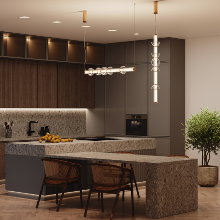 Lustra LED Cosmo MOD210PL-L39BS3K, 39W, 4800lm, lumina calda, IP20, aurie+transparenta, Maytoni [1]