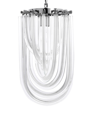 Pendule - Pendul Murano S 22x22x140 cm, Sticlă Argintiu - Moosee