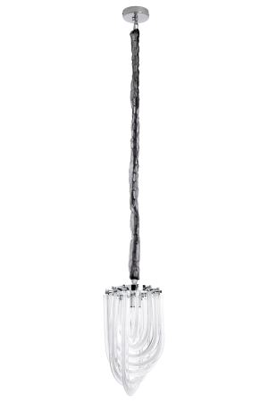 Pendul Murano S 22x22x140 cm, Sticlă Argintiu - Moosee [2]