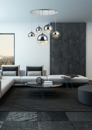 Lustra Fermi P140-PL-170-5-N, 5xE27, nichel+transparenta, IP20, Maytoni [1]