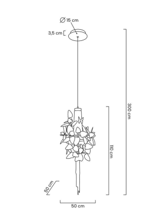 Pendul Paradiso 50x50x300 cm, Oțel și Cristal Auriu - Moosee [11]