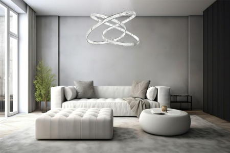 Pendul Wave 130x130x290 cm, Oțel și Cristale - Moosee [9]