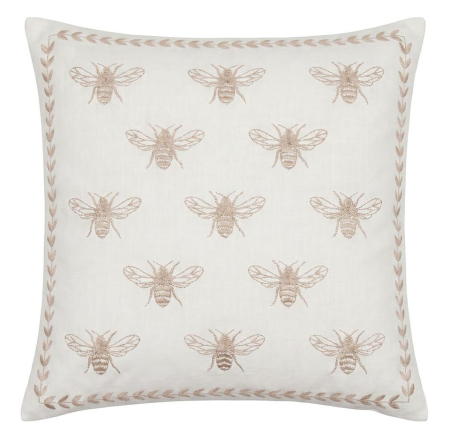 Decoratiuni - Pernă Decorativă Bees 44x14x44 cm, Țesătură din Pânză Bej - SHP