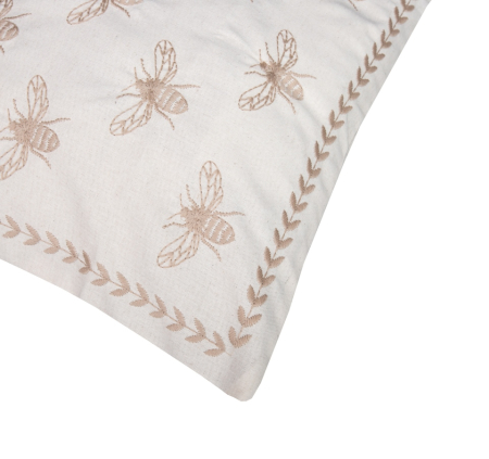 Pernă Decorativă Bees 44x14x44 cm, Țesătură din Pânză Bej - SHP [1]