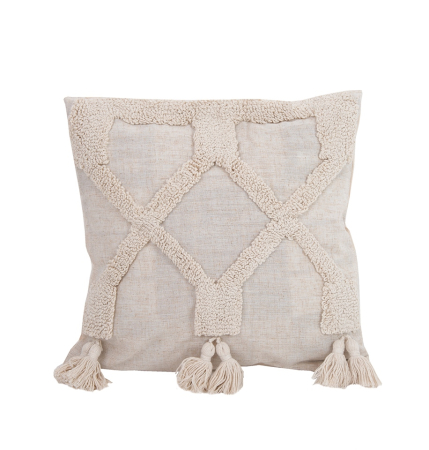 Decoratiuni - Pernă Decorativă Bohi 45x14x45 cm, Țesătură Bej - SHP