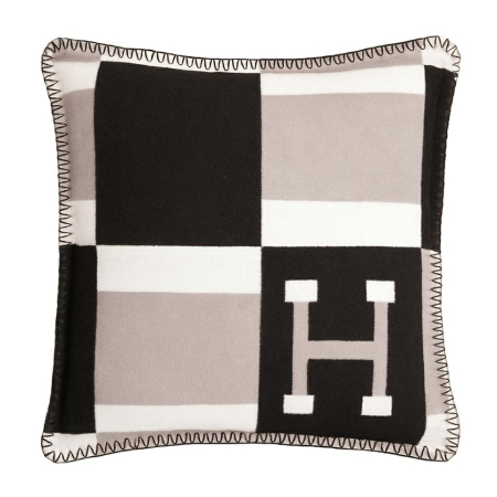 Produse - Pernă Decorativă Paris 43x14x43 cm, Lână și Casmir Negru, Szara - SHP
