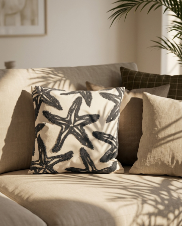 Pernă Decorativă Starfish 45x14x45 cm, Țesătură Bej/Gri - SHP [2]