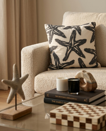Pernă Decorativă Starfish 45x14x45 cm, Țesătură Bej/Gri - SHP [3]