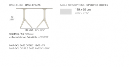 Picioare masa exterior Mari-sol 3 din aluminiu, baza fixa/cu atas pliabil, diverse finisaje, 65031 - Vondom [2]