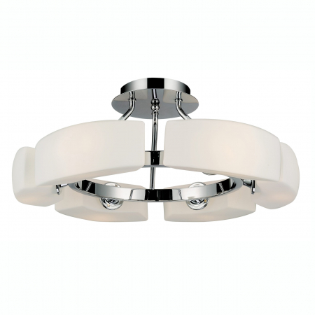 Plafoniere LED - Plafniera  rotunda moderna Zana 47 cm, abajur alb sticla, metal cromat, AZ 1554 - Azzardo