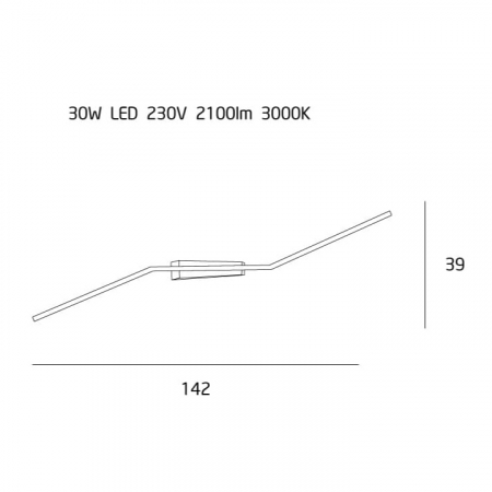 Plafoniare alba iluminare LED linie franta Aleksi 142x39x23 cm metal/acril, C0166 - Maxlight [1]