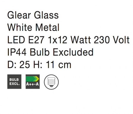 Plafoniera fumurie/transparenta/alba Rukmi, abajur sticla, baza metal, 838122 - Novaluce [9]