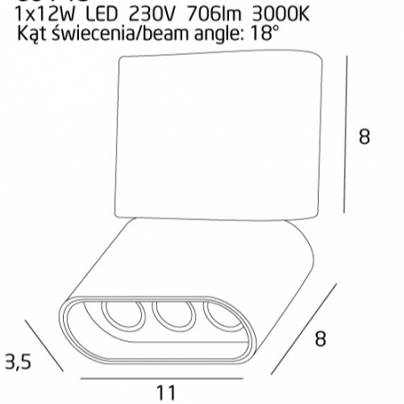 Spot alb LED ajustabil 3 becuri Akan 11x3,5x16,3 cm din metal, C0149 - Maxlight [1]